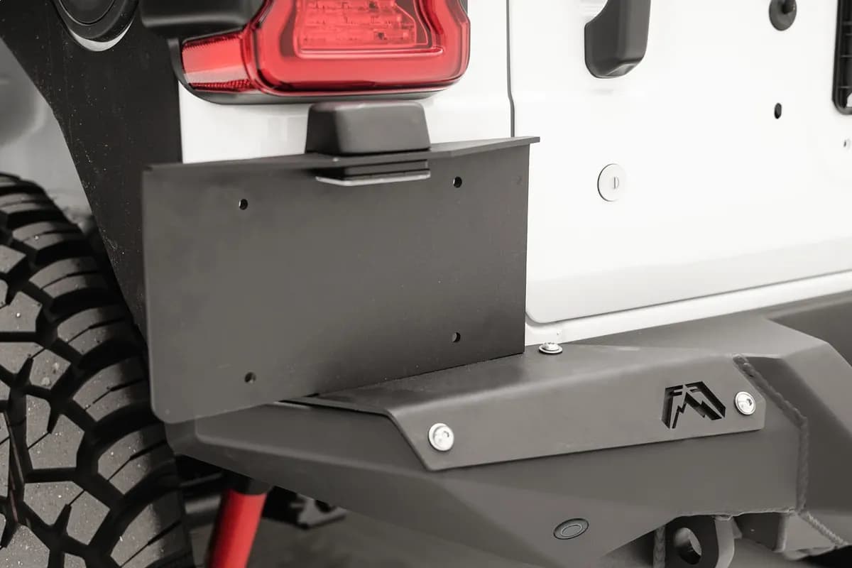 Rear Bumper License Plate Bracket; 11 Gauge Steel Construction; 2 Stage Matte Black Powder Coat w/Epoxy Primer;