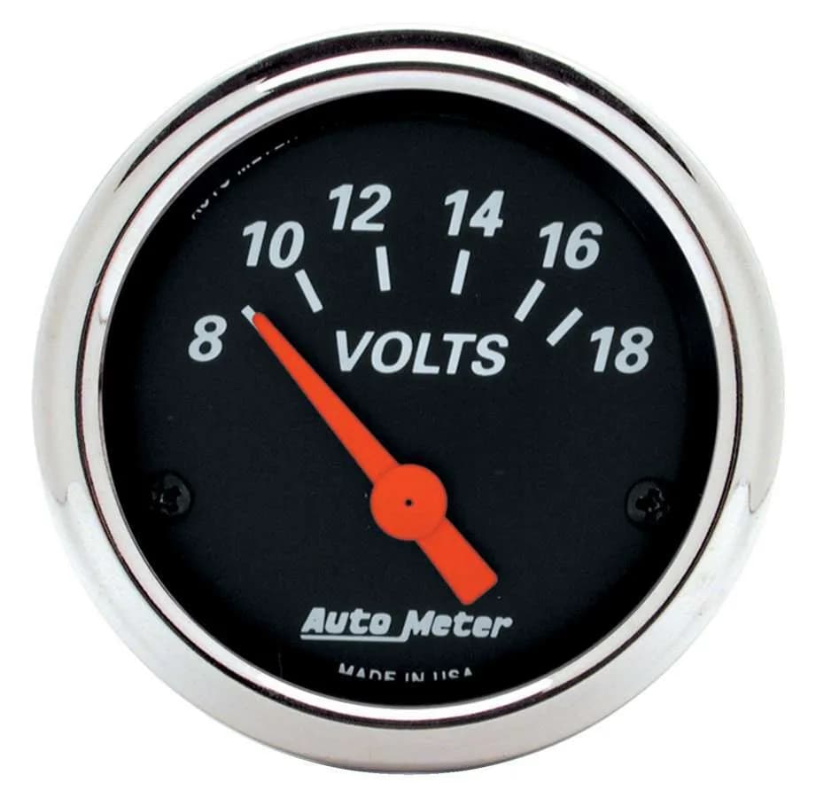 Gauge, Voltmeter, 2 1/16", 18V, Elec, Designer Black