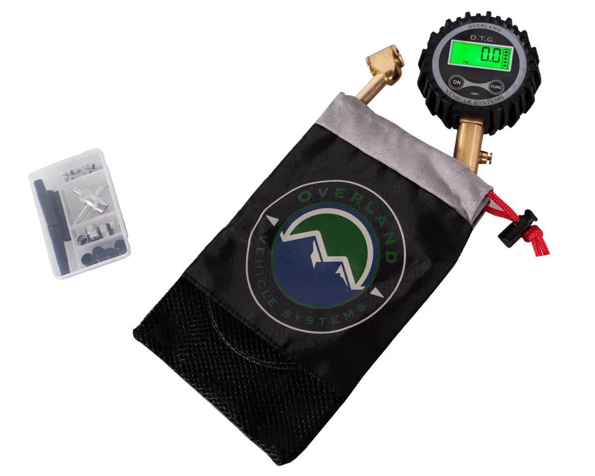 Overland Vehicle Systems Digital Tire Gauge w/ Valve Kit and Storage Bag