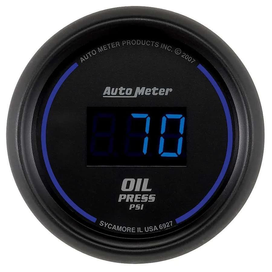 Gauge, Oil Pressure, 2 1/16", 100psi, Digital, Black Dial w/ Blue LED
