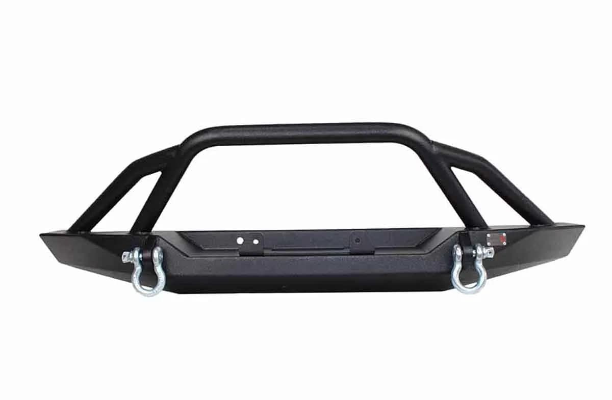 Black textured powder coat, 3/16in. steel, 2in. diameter raised tube winch guard, Includes Grade 8 Mounting Hardware