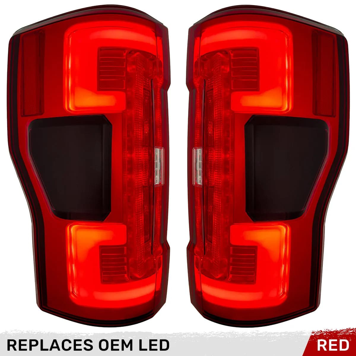 Ford Superduty F250 350 450 550 20-22 Replaces OEM LED Style Tail Lights With Blis Blind Spot Warning System Oled Tail Lights - Red Lens