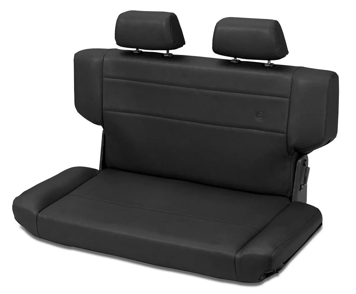 Jeep Rear Bench Seat Trailmax II Fold-N-Tumble Seat For Jeep 1997-2006 Wrangler TJ All Vinyl Black Denim Bestop