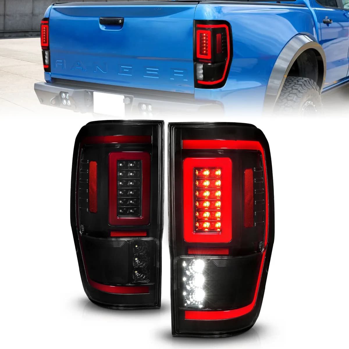 Ford Ranger 19-23 Full LED Tail Lights Black Smoke Lens w/ Sequential Signal (For All Models)