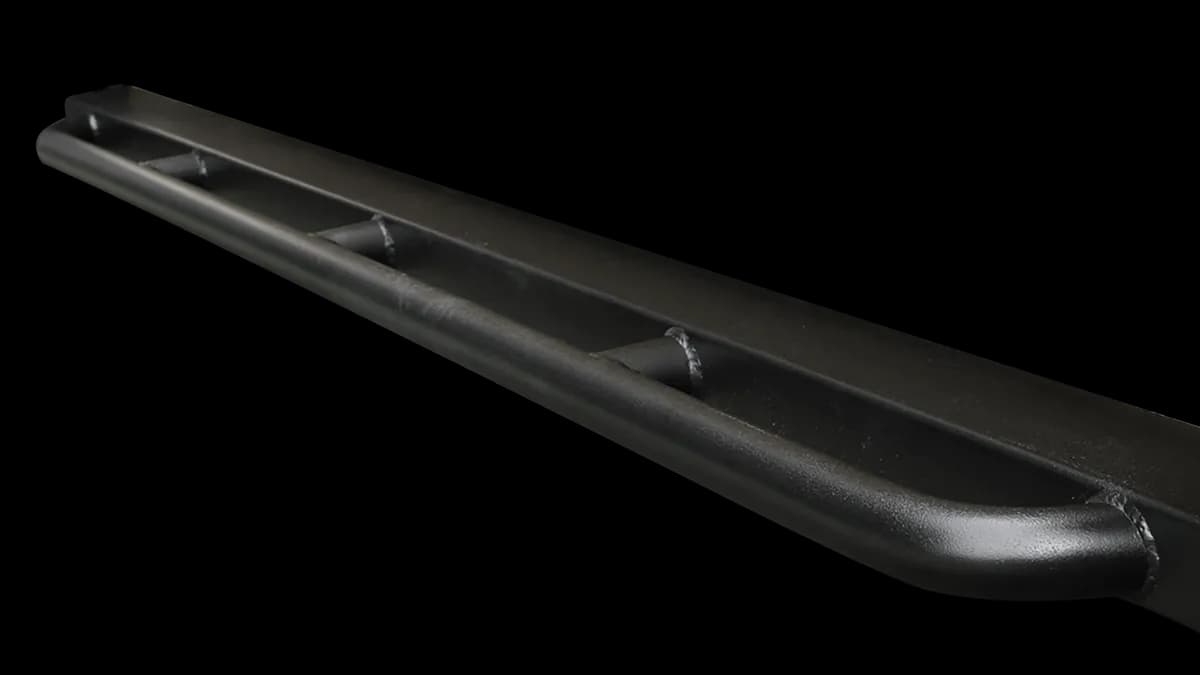 Rockcrawler Side Guards; 2in.X3in. Rectangle Tube w/Tapered/Enclosed/Welded Ends And Additional 1.5in.X0.140in. Wall Kick Out Tube; Textured Black Powder Coat;