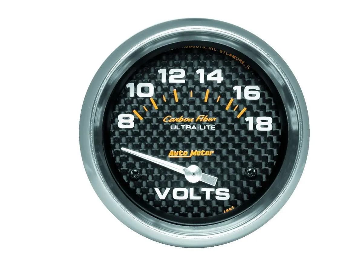 Gauge, Voltmeter, 2 5/8", 18V, Electric, Carbon Fiber