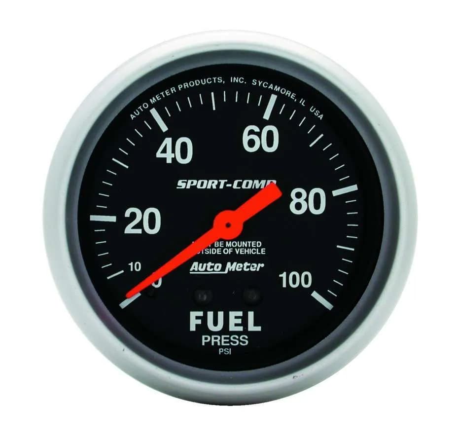 Gauge, Fuel Pressure, 2 5/8", 100psi, Mechanical, Sport-Comp