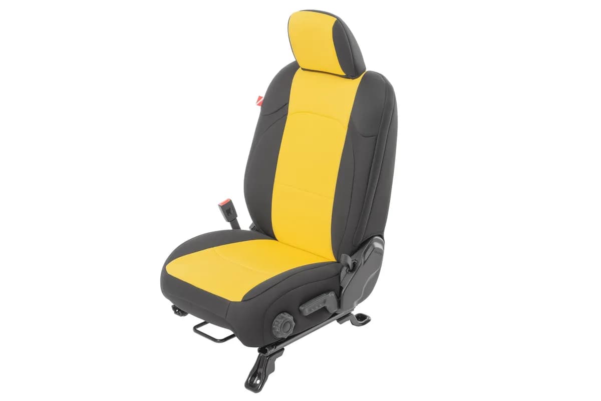 Jeep Wrangler Neoprene Seat Covers for 18-20 Jeep Wrangler JL Unlimited 4-Door w/Leather Interior Yellow Diver Down