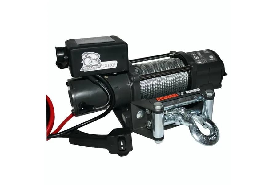 4,400 LB Trailer/Utility Winch 55 Ft Wire Rope Roller Fairlead Mount Plate Bulldog Winch