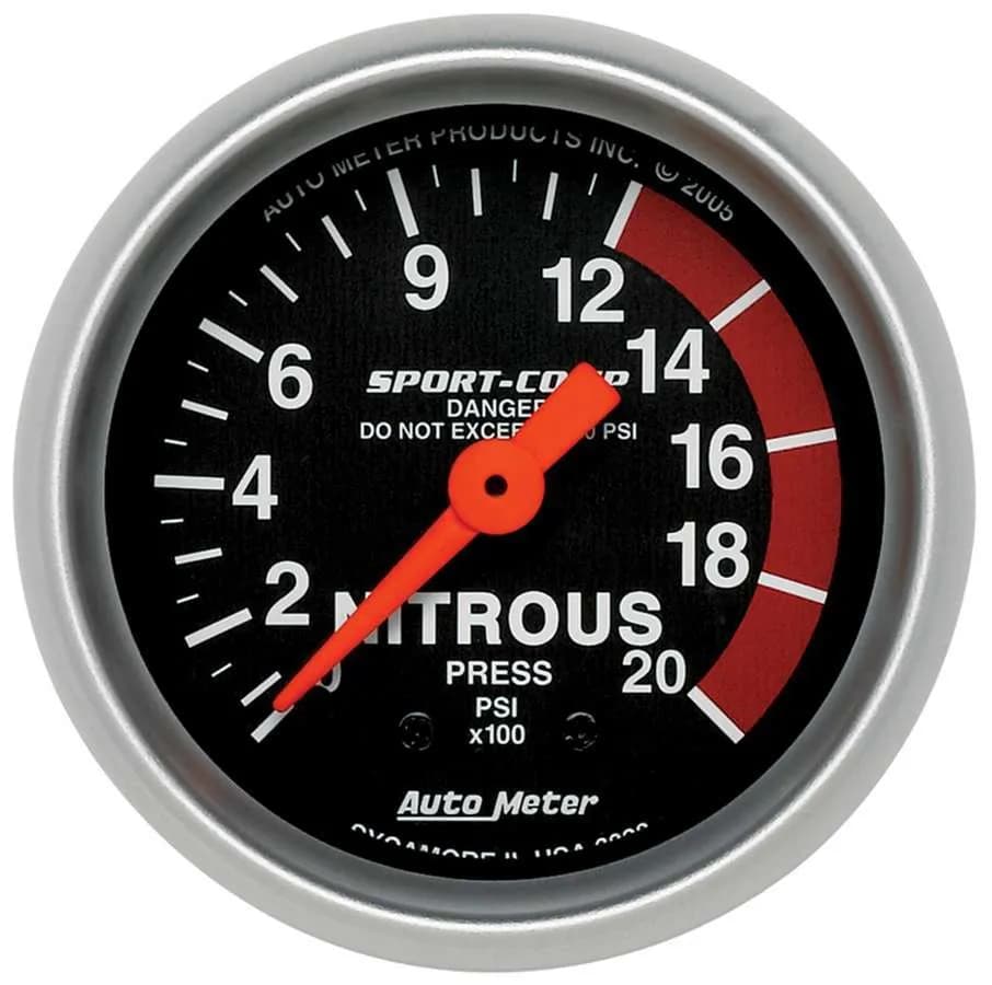 Gauge, Nitrous Pressure, 2 1/16", 2000psi, Mechanical, Sport-Comp