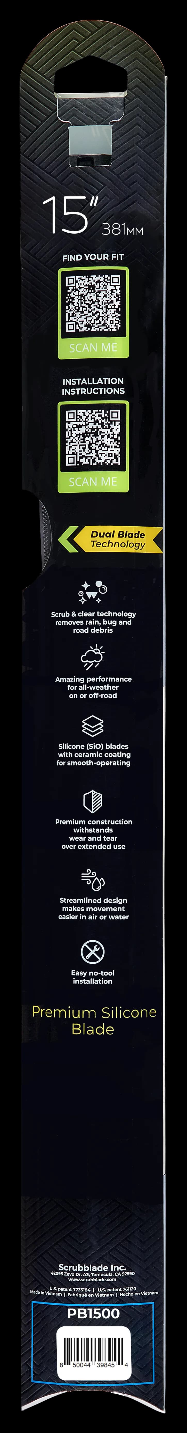 Scrubblade - 15 380mm Black Edition Silicone Wiper Blade - PB1500