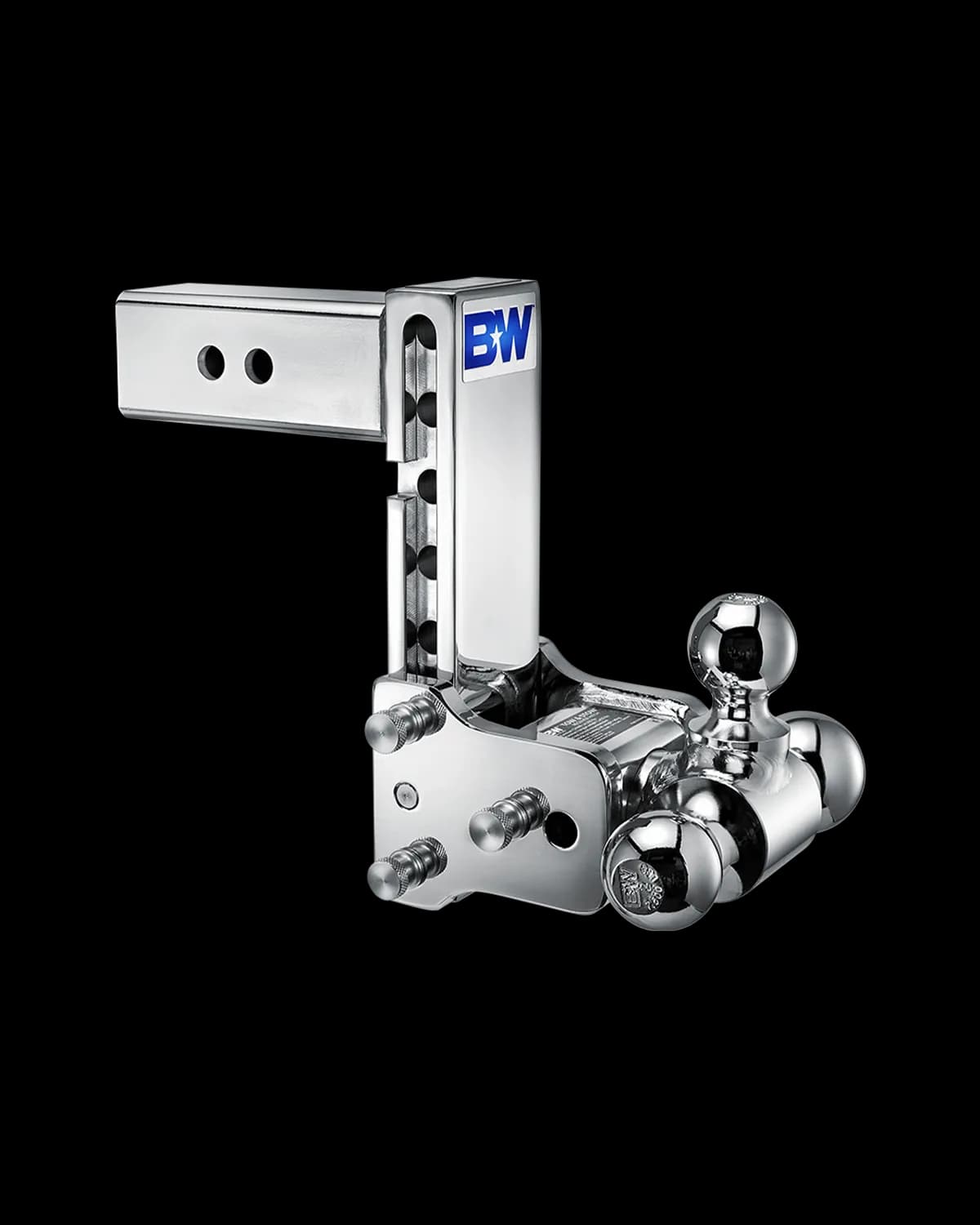 Tow and Stow 2 1 2 INCH Chrome 1 7 8in x 2in x 2 5 16in Tri-Ball 7in Drop 7 1 2in Rise