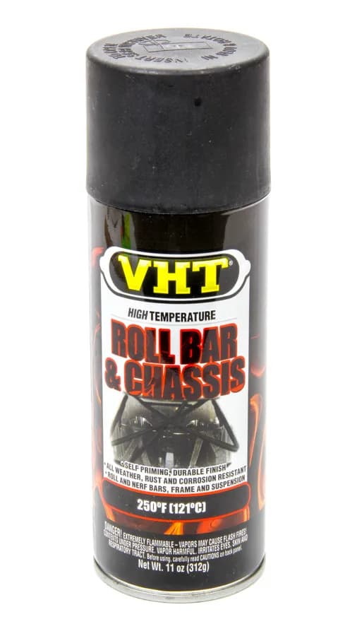 High Temperature Roll Bar/Chassis Paint; Satin Black; 11 Oz. Aerosol