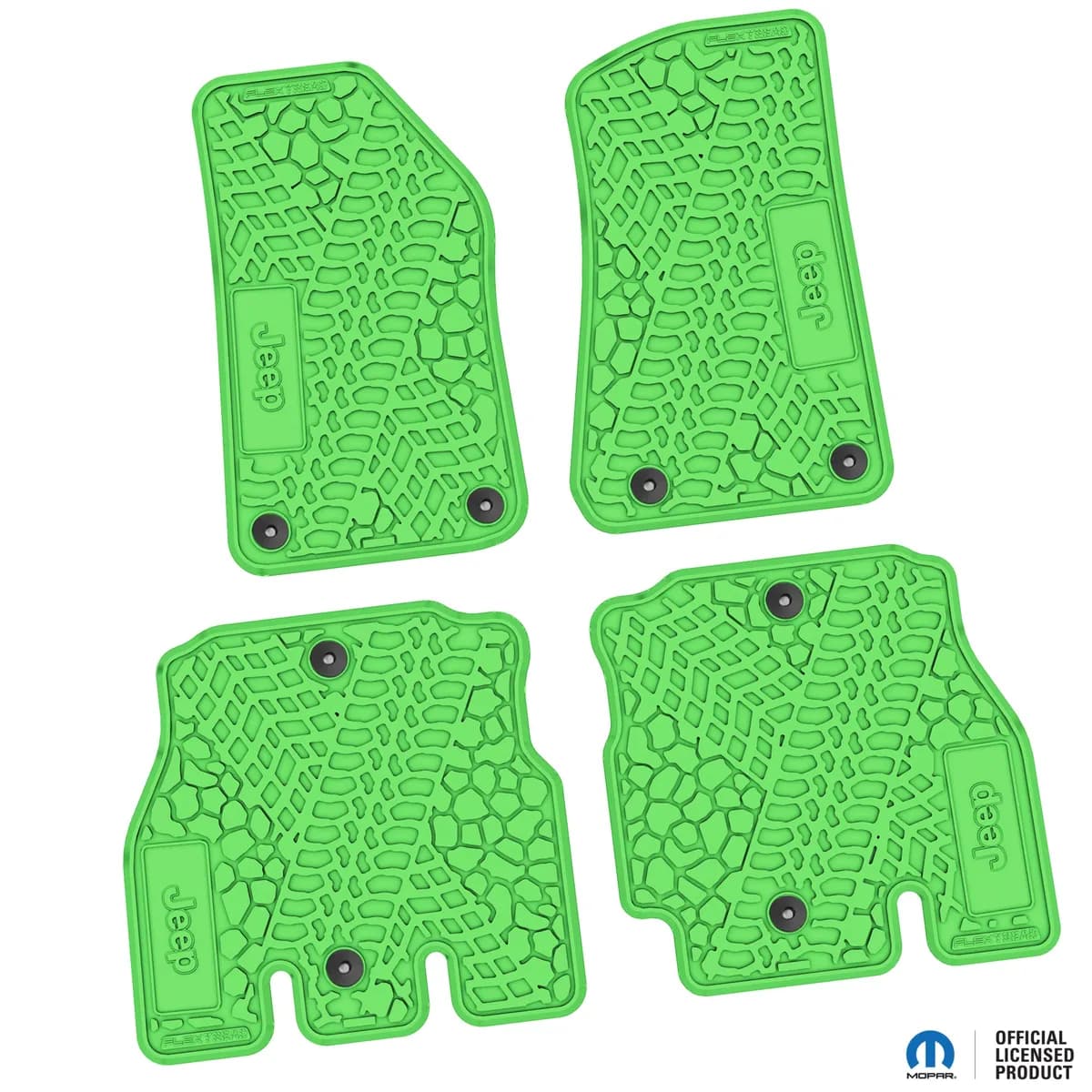 18-24 Jeep JLU 4 Dr Front and Rear -Tire Tread/Scorched Earth Scene w/ JEEP Insert - Black w/ Light Blue Insert