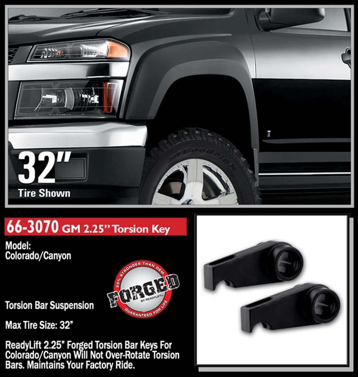 2.25in Front 1.5in Rear Leveling Kit(Forged Torsion Key) 0412 Chevy/Gmc Colorado/Canyon 4WD