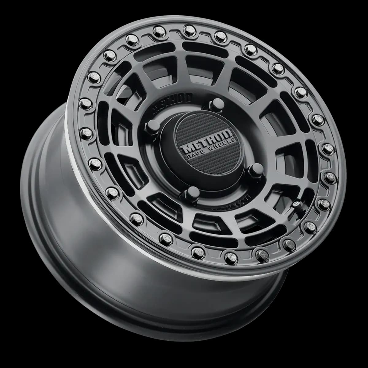 Aluminum Wheels 15x7 MR415 Beadlock UTV Bolt Pattern 4 On 156 Offset 38 Lip Size 0 Matte Black MB Gloss Black Ring Method