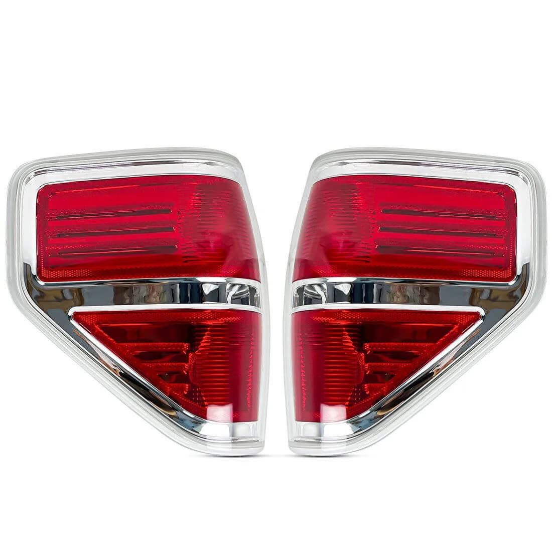 Red Lens LED Tail Lights Chrome Housing Without Light Bulbs For 2009-2014 Ford F150