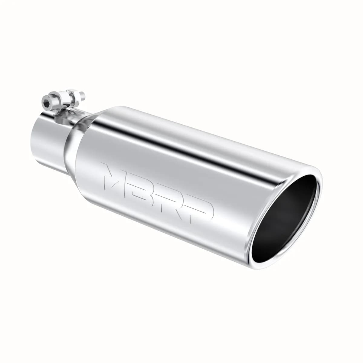 Armor Pro Exhaust Tip; 2.5 in. Inlet Diameter; 4 in. Outlet Diameter; 12 in. Length; Angled Cut Rolled End; T304 Stainless Steel;