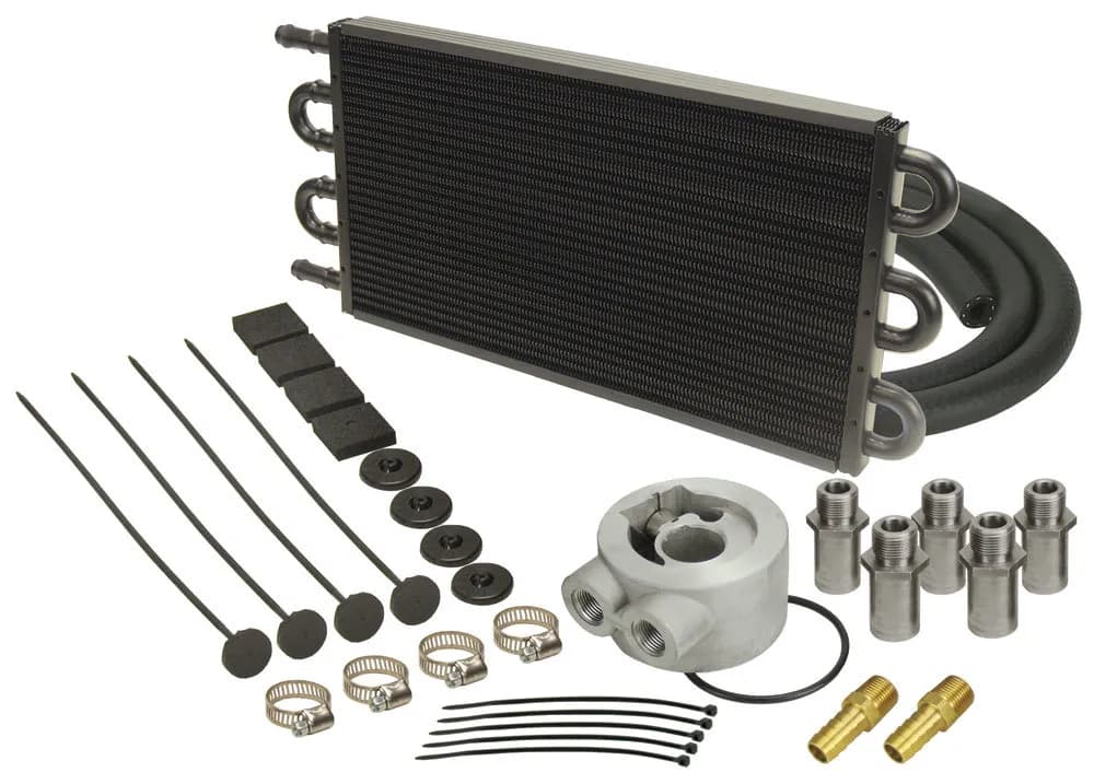 6 Pass Series 7000 Alum/Copper Universal Engine Oil Cooler Kit Sandwich Adapter