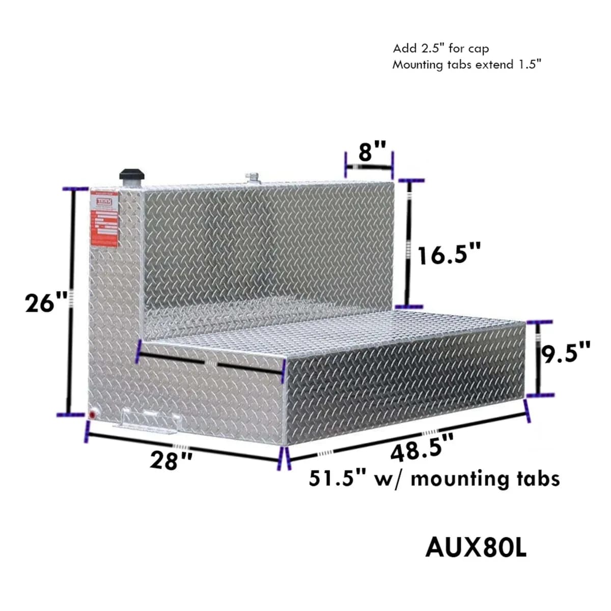 ATI 80 Gallon Auxiliary Diesel Fuel Tank – L-Shape