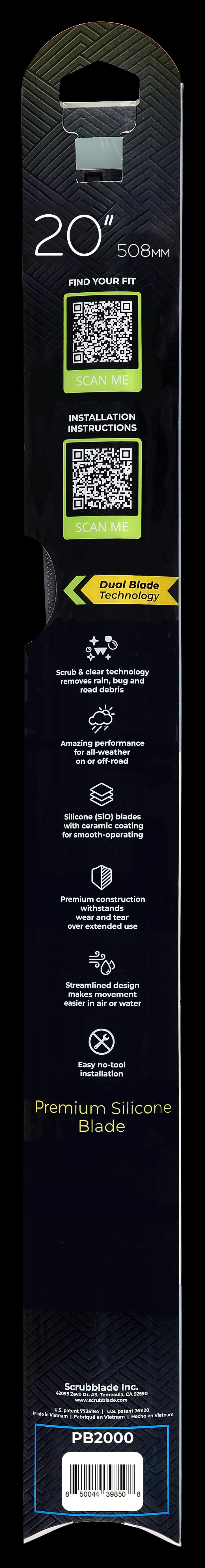 Scrubblade - 20 510mm Black Edition Silicone Wiper Blade - PB2000