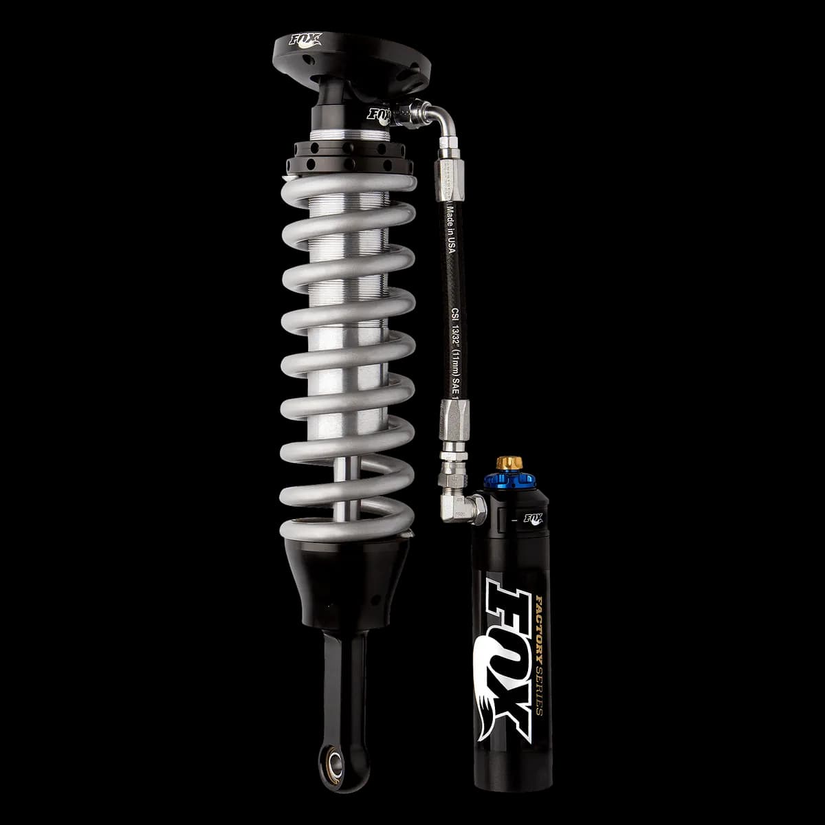 15-Up Ford F-150 4WD Front Coilover Factory Race 2.5 Remote Reservoir 5.35 0-2 Inch Lift Dual Speed Compression Adjuster Fox Offroad Shocks