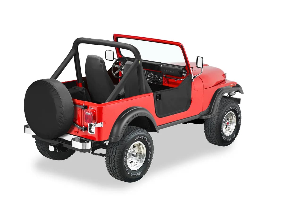 Lower Fabric Half Doors For Jeep 1976-1986 CJ7 W/Wedge Style Strikers With Wedge Style Strikers Black Denim Bestop
