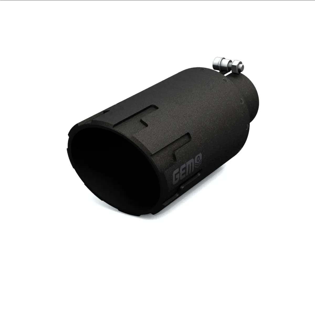 GEM Billet Exhaust Tip; 2.75 in. Inlet/5 in. Outlet x 12 in. Length; Billet Aluminum And 304 Stainless Steel; HAMMER Cut; Black Finish;
