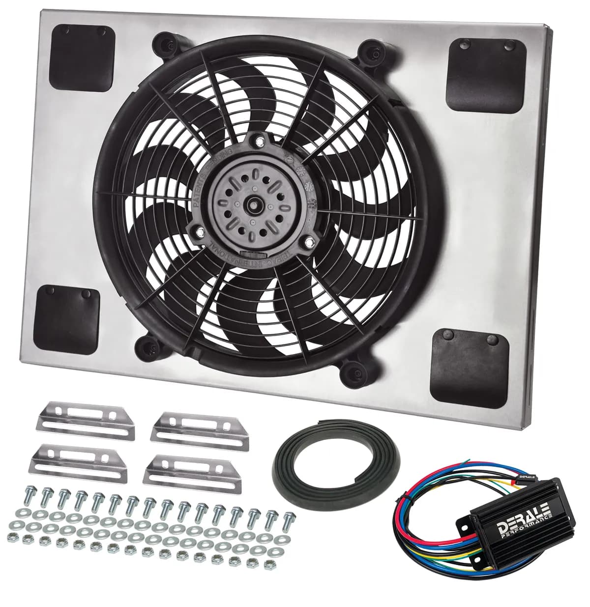 Derale 66827 Powerpack - High Output Single 14 RAD Fan/Alum Shroud Kit w/ PWM Controller