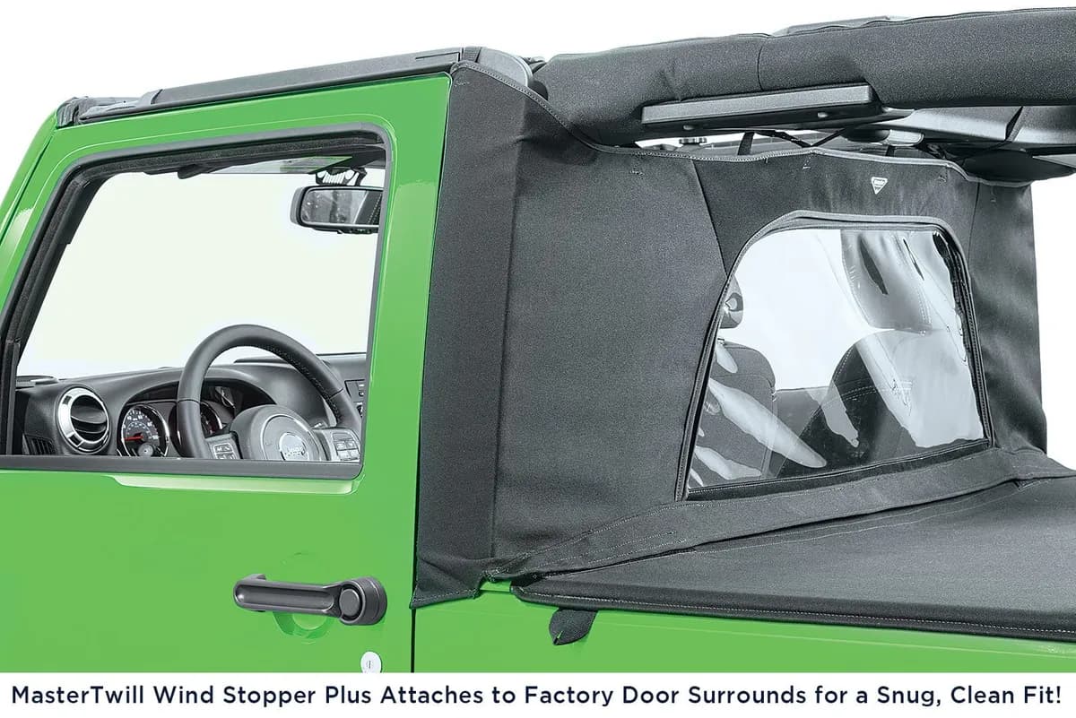 Jeep JK Combo For Soft Top Equipped Cable Style Bimini Top For 07-09 Wrangler JK 2 Door w/s Header WindStopper Plus and Tonneau MasterTop