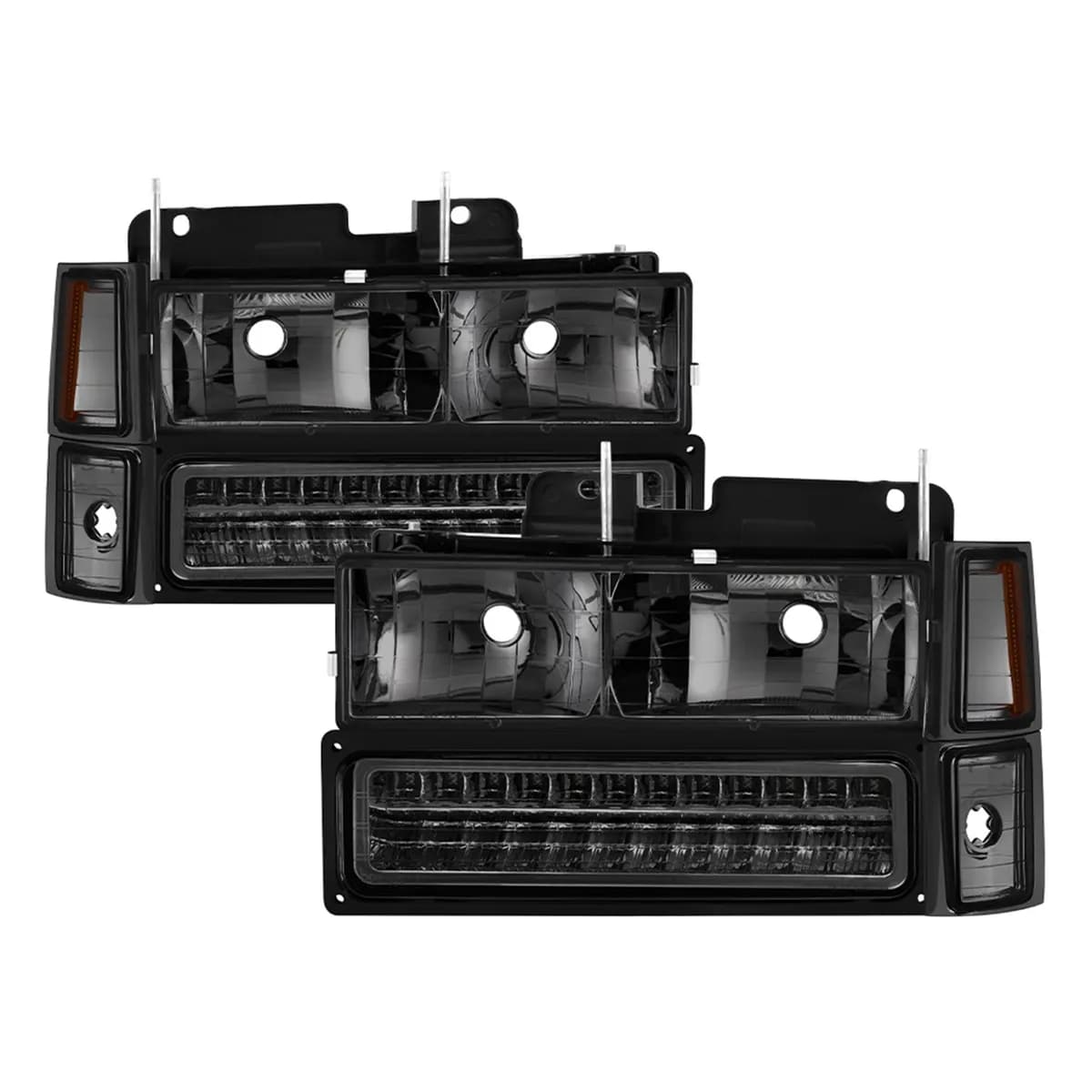 XTune Bumper Headlights/Corner Lights; LED; Not For Use w/Sealed Beam Headlights; Smoke;