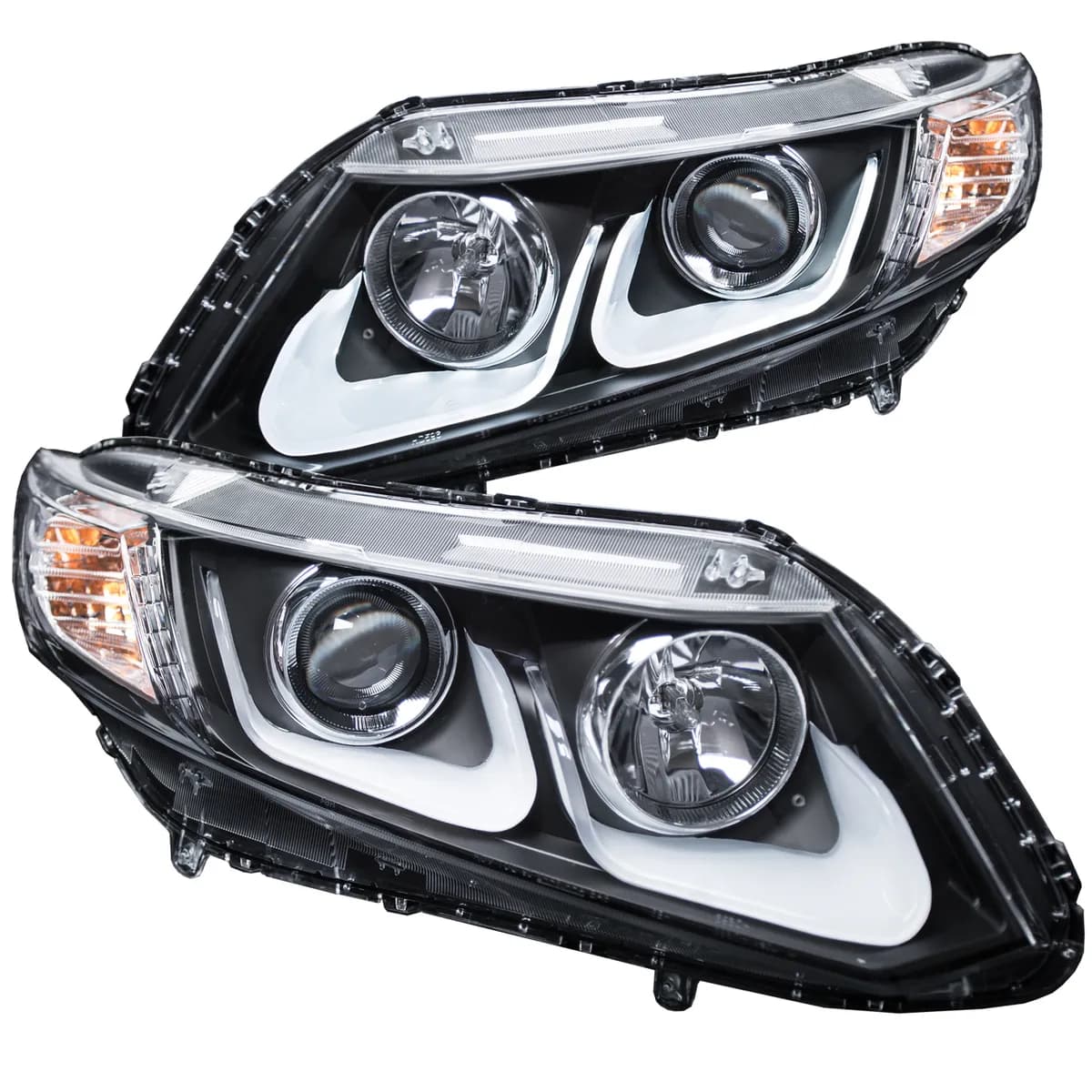 Honda Civic 2 DR 12-13 / 4 DR 12-15 Projector Headlights U-Bar Black Clear