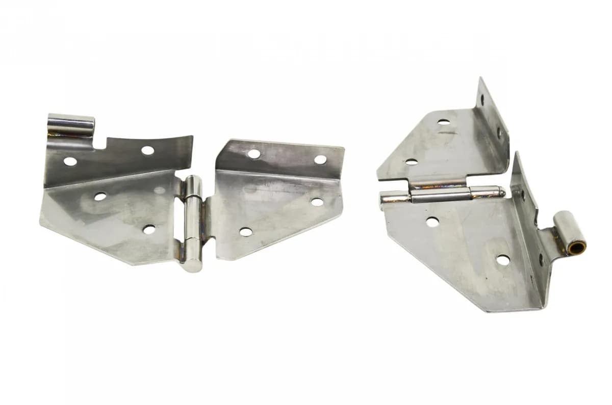Jeep CJ/YJ Windshield Hinge No Mirror Holes Pair 76-95 CJ and Wrangler YJ Polished Silver Kentrol