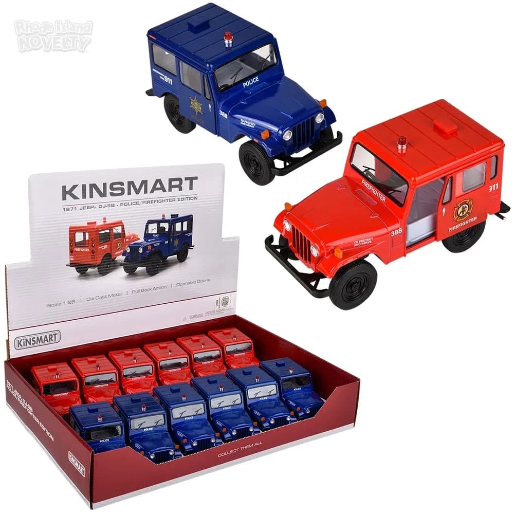 5\" Diecast Pull Back 1971 Jeep DJ-5B Police/Firefi
