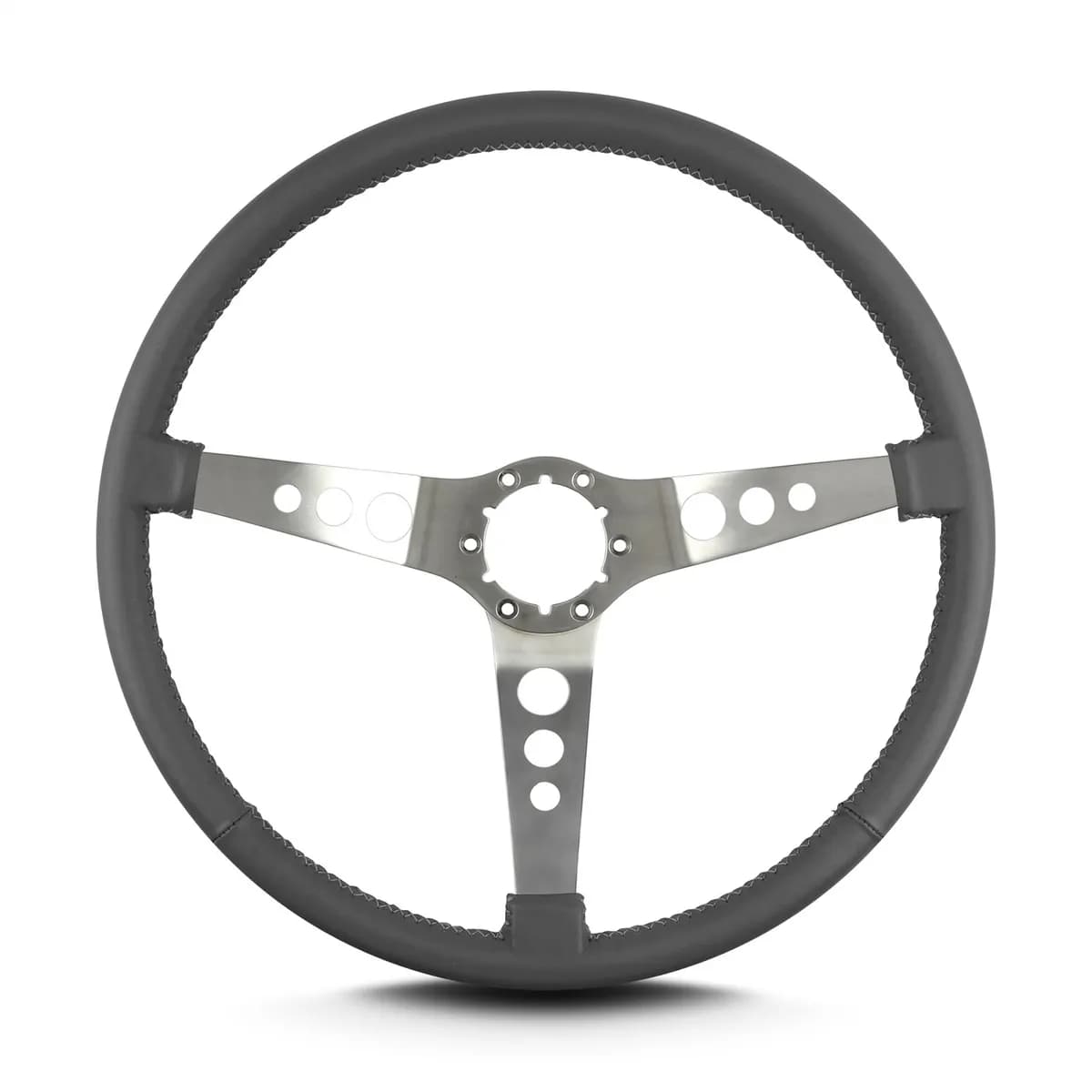 Lecarra Hot Rod Steering Wheel; Dark Grey; Brushed Spokes; 15 in. Thin Grip;