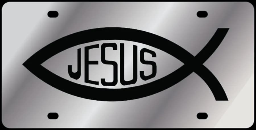 Jesus Fish Stainless Steel License Plate