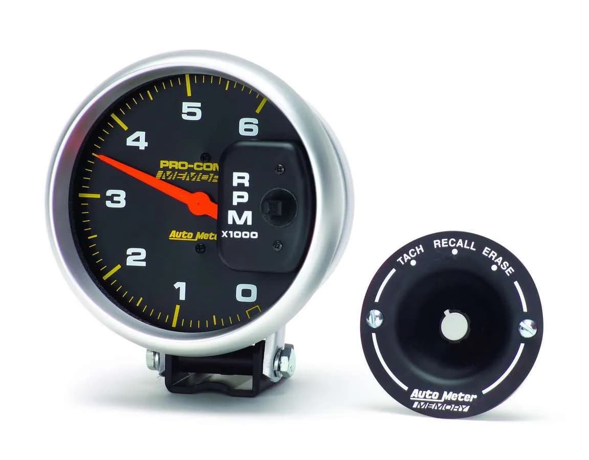 5 In. Tachometer, 0-6,000 RPM Diesel, Pedestal W/Peak Memory, Pro-Comp