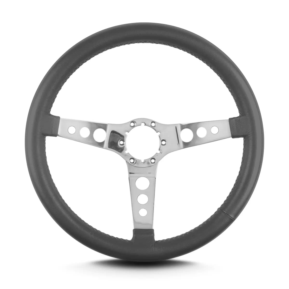 Lecarra Hot Rod Steering Wheel; Dark Grey; Polished Spokes; 14 in. Standard Grip;