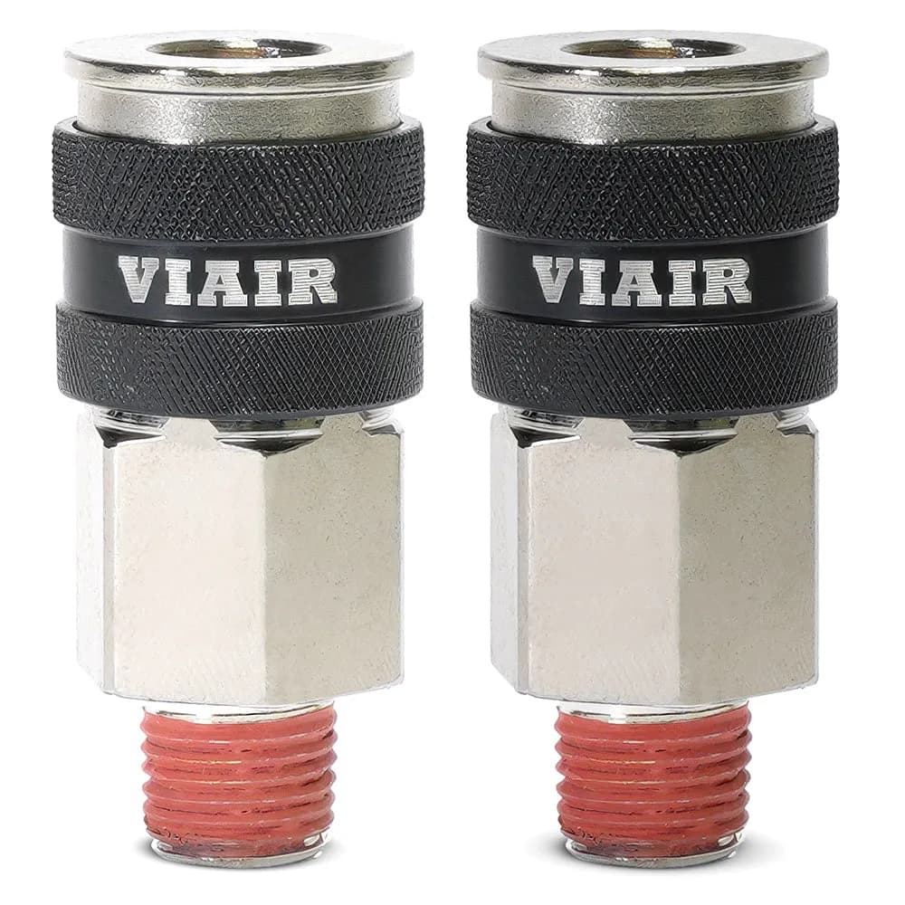 "3/8"" NPT - (F) Automatic Coupler - Steel / Nickel Plated w/ black sleeve & Etched Viair Logo-10pc"