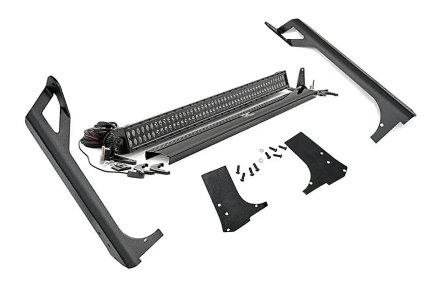 Rough Country Upper Windshield Light Bar Brackets w/ 50in Dual LED Light Bar - TJ