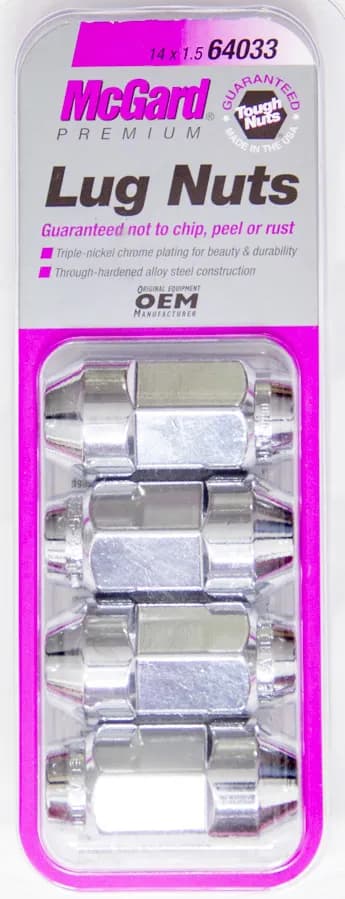 Hex Lug Nut M14x1.5 Cone Seat Bulge 22mm Hex 1.945 in Oal Chrome (4 Pk)