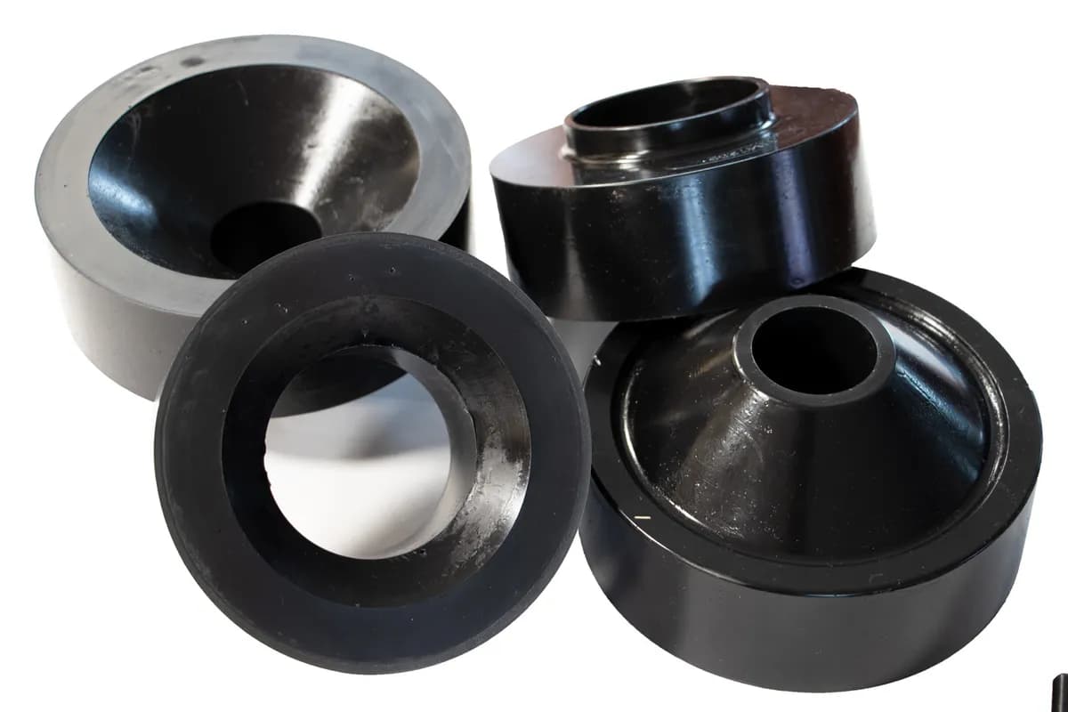 Contains 2 Front and 2 rear coil spring spacers, High density polyurethane, Hardware Included