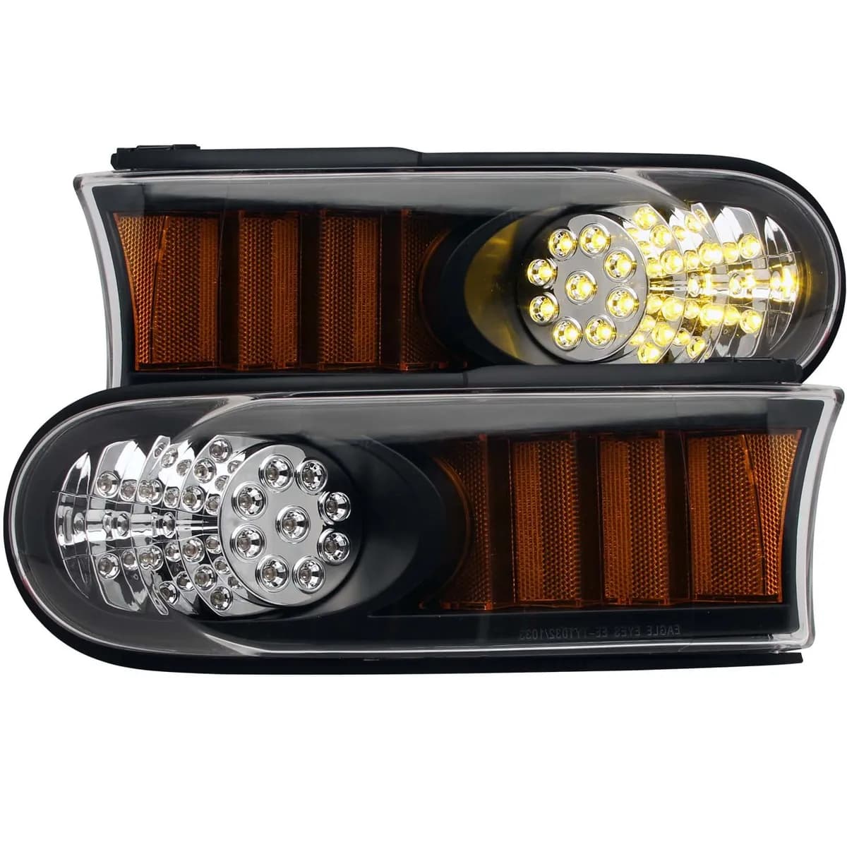 LED Parking Lights; Clear Lens; Black Housing; Amber Reflector; Pair;