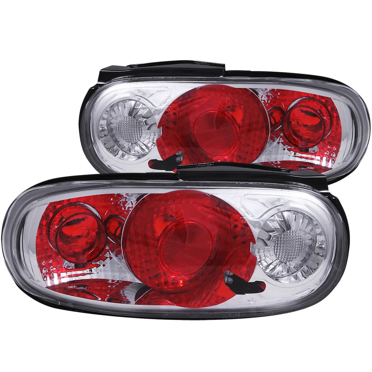 Tail Light Assembly; Clear Lens; Chrome Housing; Pair;
