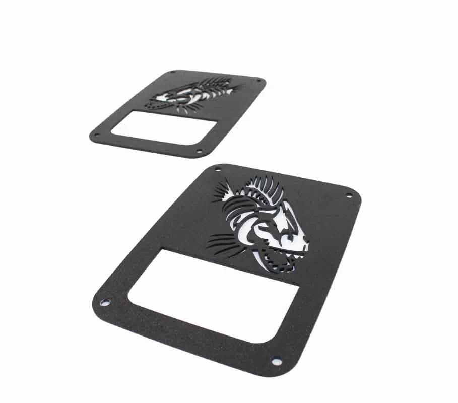 Jeep JK Tail Light Covers 07-18 Wrangler JK Black Textured Powdercoat Fishbone Offroad
