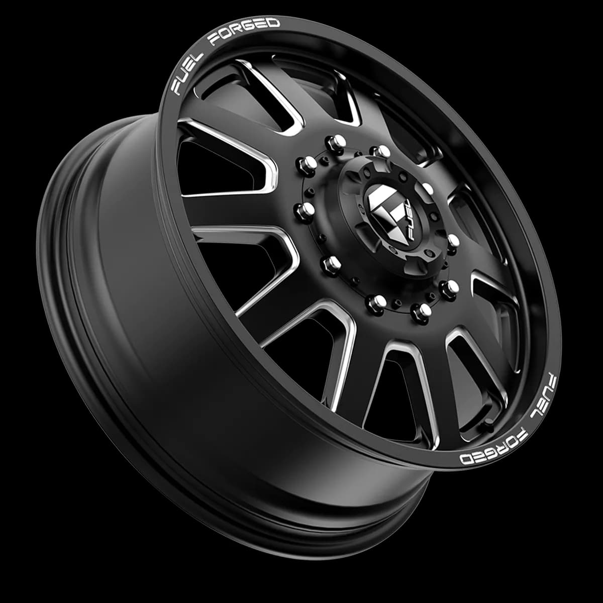 Dually Wheels 20X8.25 FF09D Dually DE09 BK 10 On 225 Matte Black Milled 170.1 Bore 105 Offset Front Dually Fuel Off Road Wheels