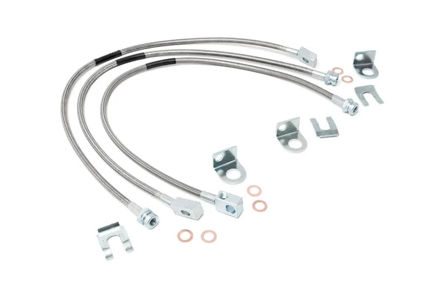Rough Country Front and Rear Stainless Steel Brake Lines - 4-6in Lift - TJ/YJ