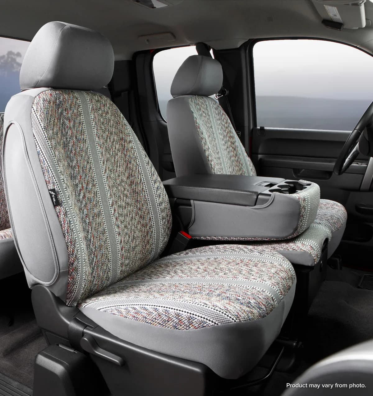 Wrangler™ Custom Seat Cover; Saddle Blanket; Gray; Split Seat 40/20/40; Armrest/Storage;