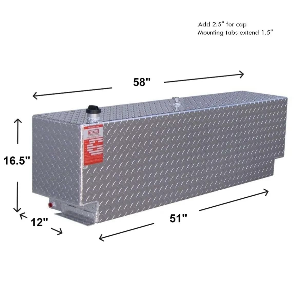 43 Gallon Rectangle Diamond Plate Aluminum Diesel Auxilary Tank Only