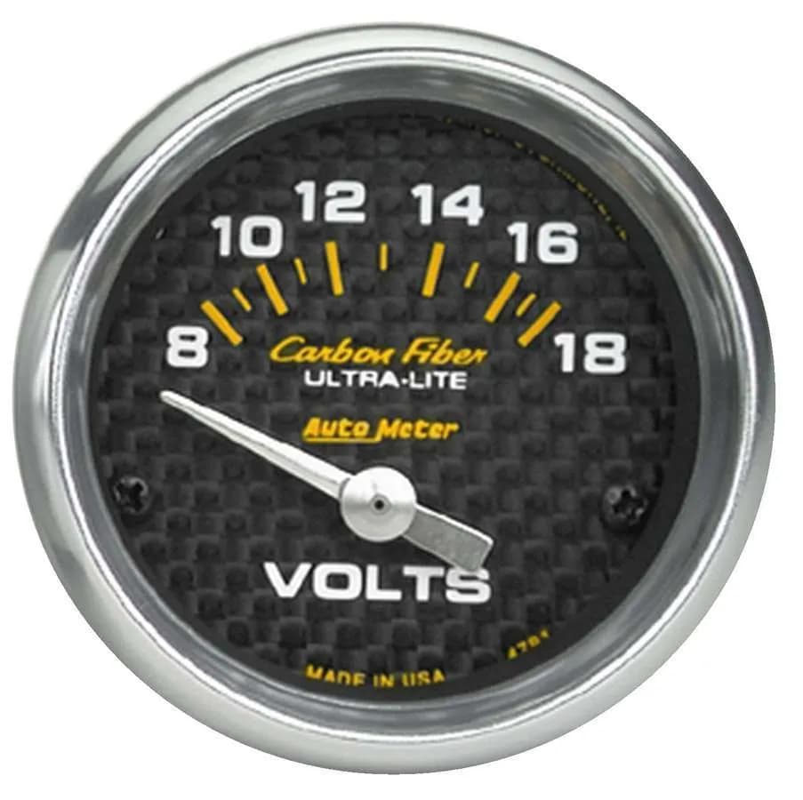 Gauge, Voltmeter, 2 1/16", 18V, Electric, Carbon Fiber